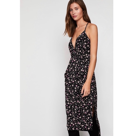 BCBGENERATION Sexy Low Cut Floral MIDI Dress XXS - Picture 2 of 7